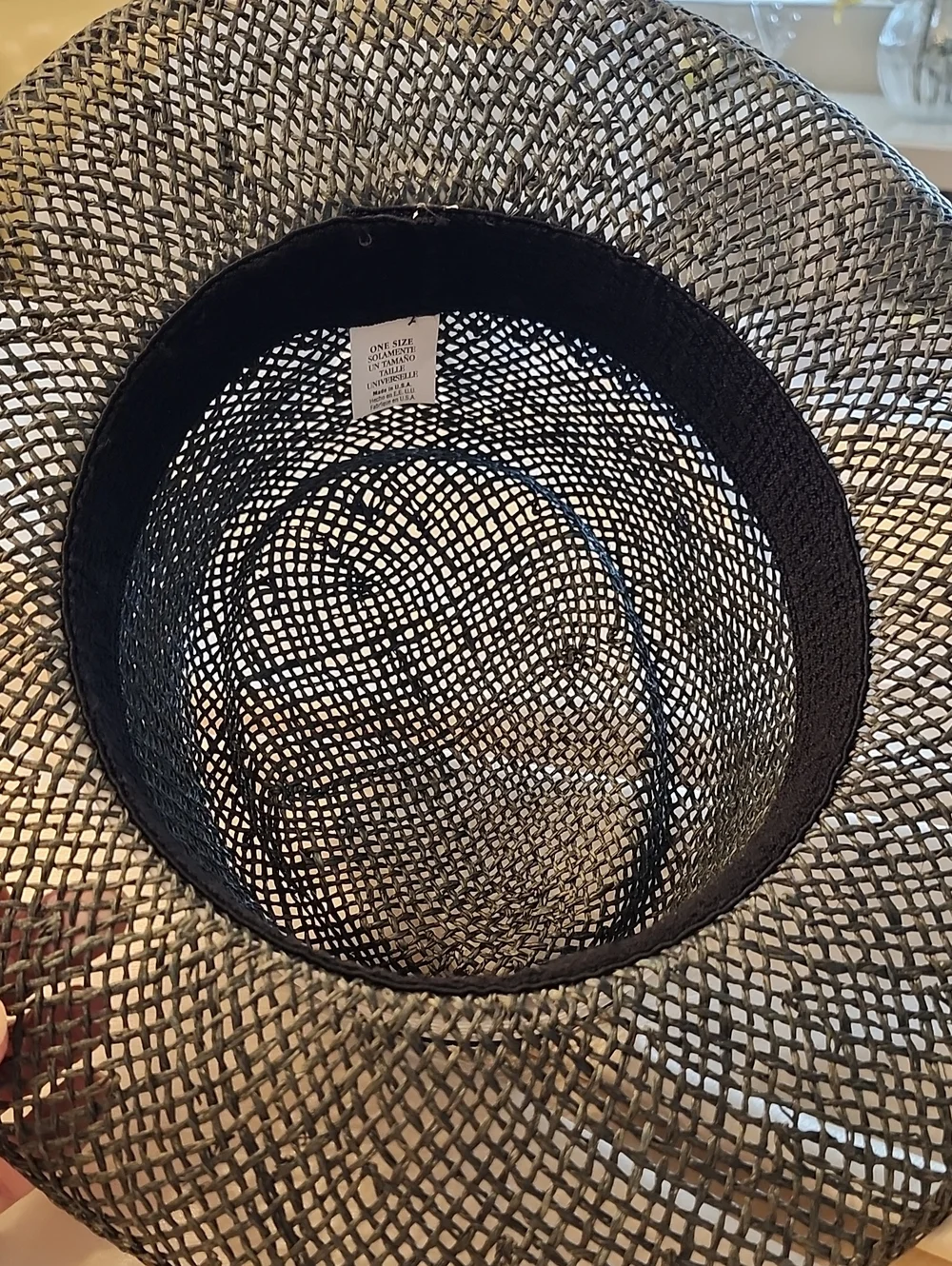 Vintage American Made Classic Black Straw & White Bow Hat, OS, $38 - Picture 7 of 8